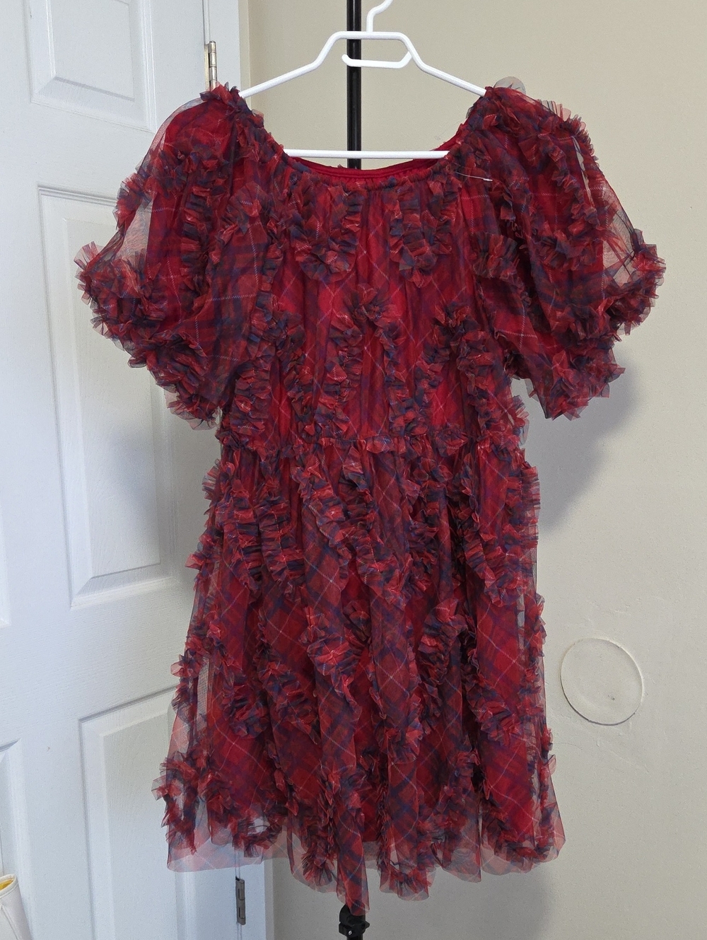 Nwt Theadoare Red Plaid Ruffled Formal Dress